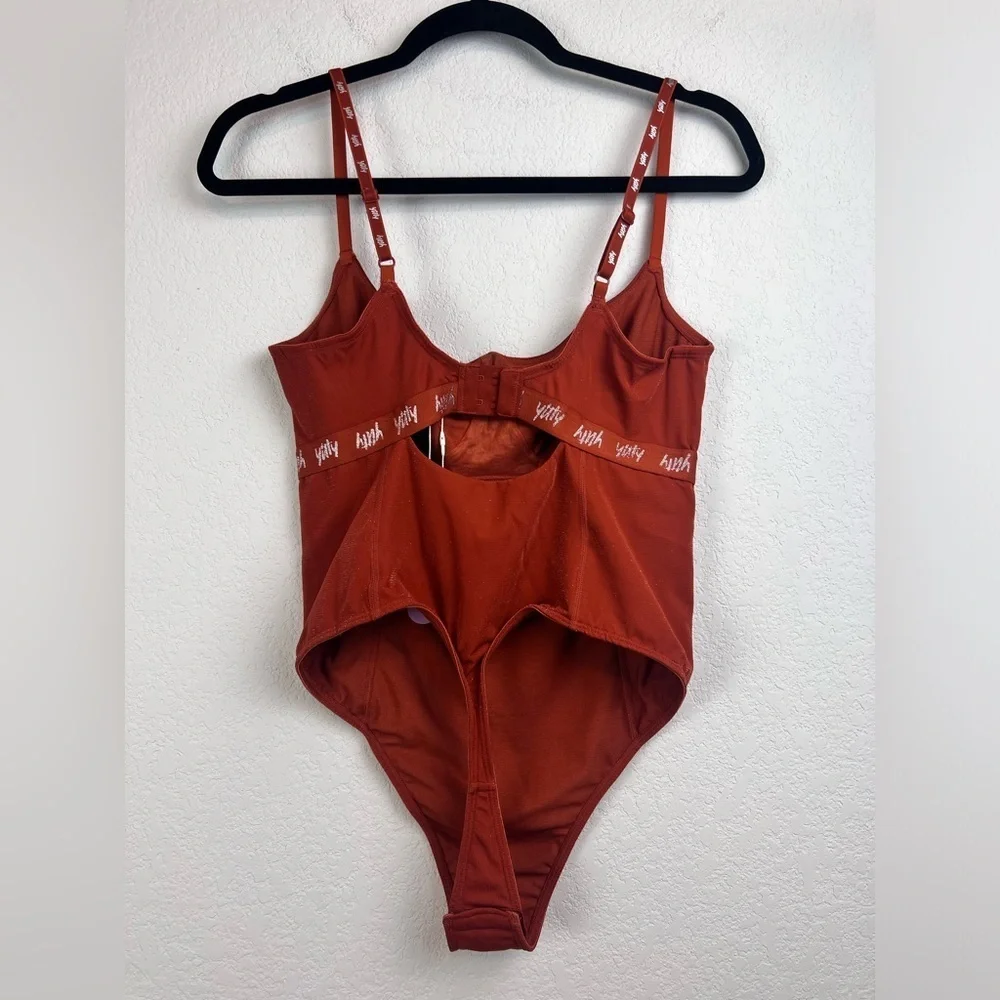 NWT: Yitty Spotlight Shaping Demi Cut Thong Bodysuit Shimmered Baddest Brown M
